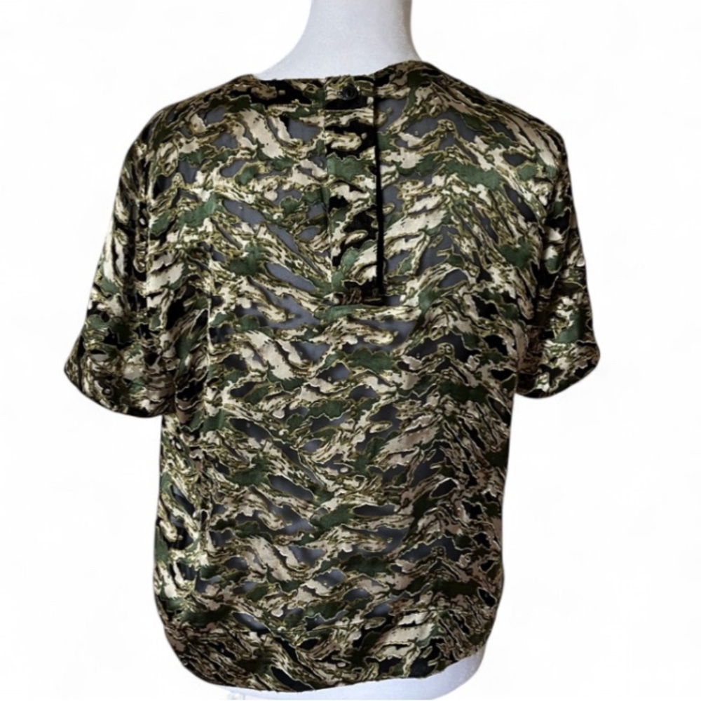 Rag & Bone Gia Camouflage-print Devoré-satin Silk Top In Green Multi size XS - Picture 4 of 9